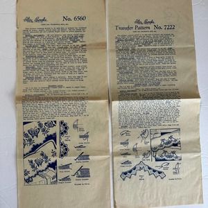 Antique Alice Brooks Embroidery Transfer Patterns #7222 & #6560 HTF‎ Lot of 2